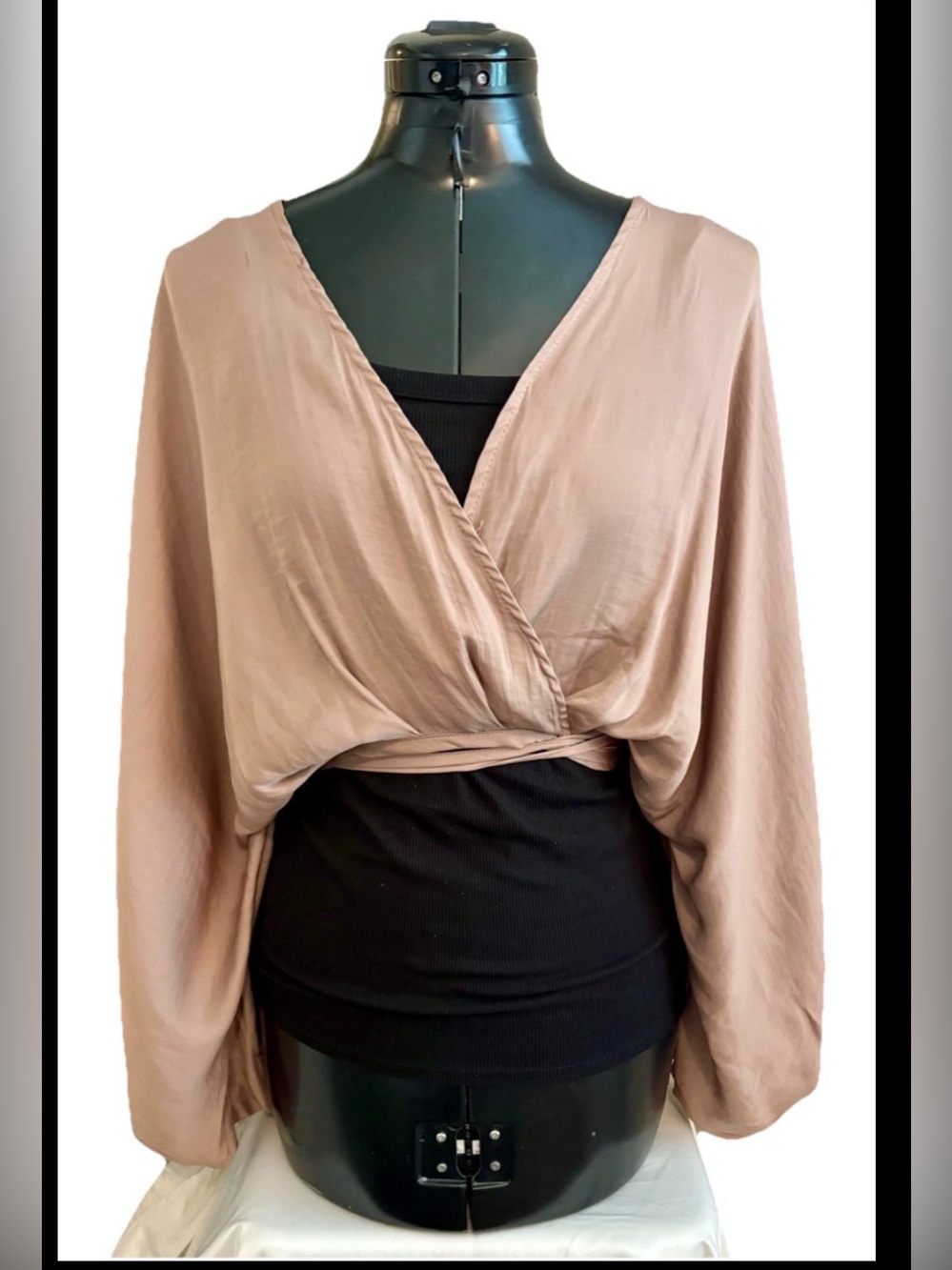 Lilyful Women’s Oversized Wrap Top Dark Beige  Size S
